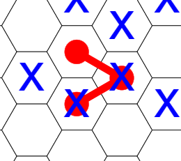 Detail of hex grid, showing placement of zombies and humans